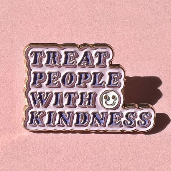 Treat people with kindness purple y2k bubble letter enamel pin - Picture 7 of 7